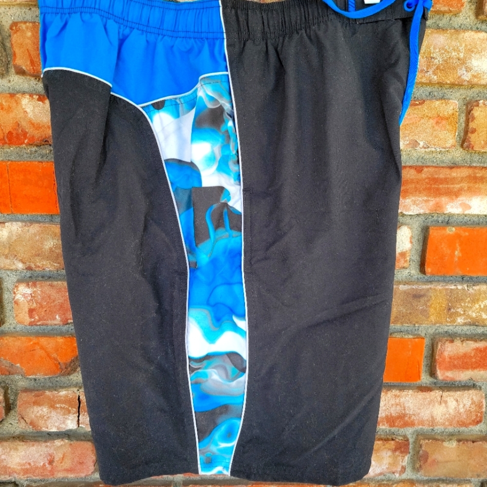 Nike Swim Trunks Mens 2XL Black Lace Tie Stretch Waist Floral Mesh Lined